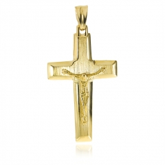 Duży złoty krzyżyk z Jezusem Chrystusem próby 585